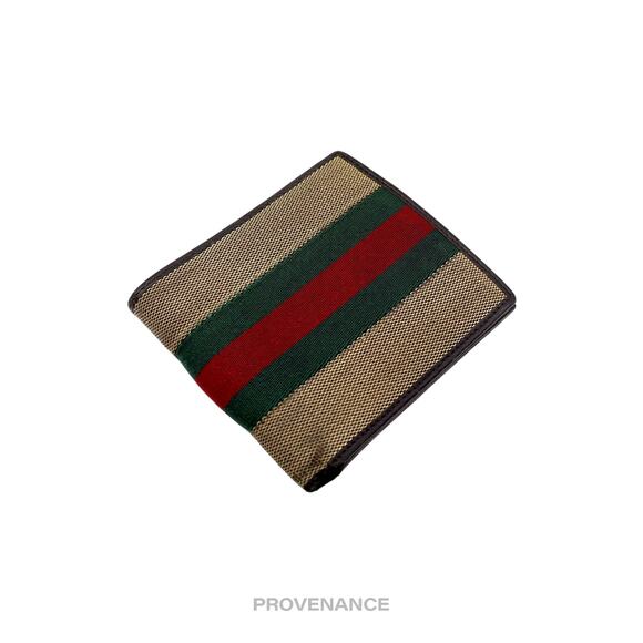 🔴 Gucci Bifold Wallet - Raffia with Web - Picture 3 of 8